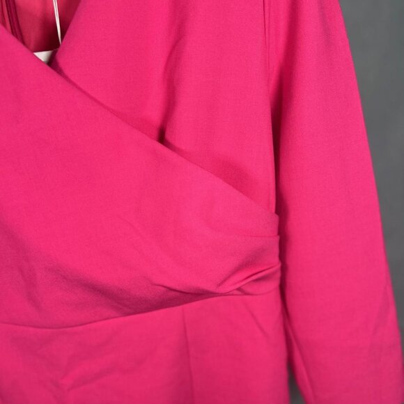 NWT BOSS Daraya Faux Wrap Dress in Neon Pink - Size 12 - Picture 4 of 15